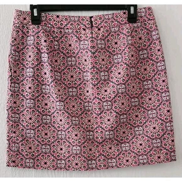 J Crew Straight Mini Skirt 6 Pink Blue Floral Printed Pockets AO111 - Picture 2 of 7